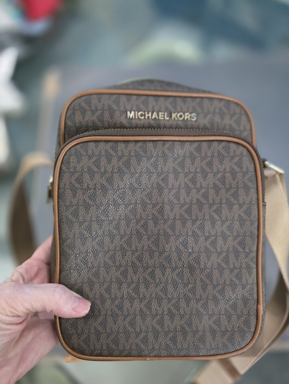 Michael Kors Brown Monogram Messenger Crossbody